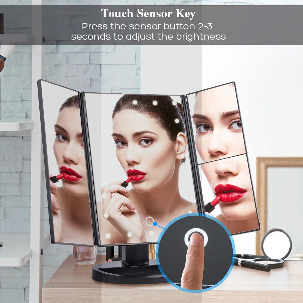 lux 22 led touch dimmer makeup mirror with 10x magnification