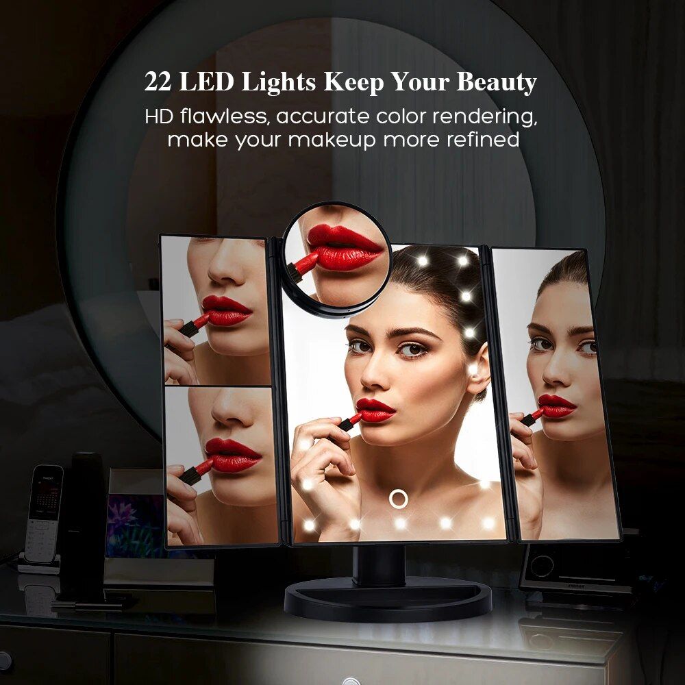 lux 22 led touch dimmer makeup mirror with 10x magnification