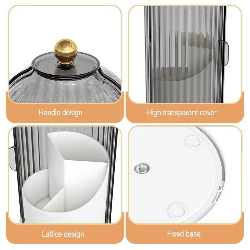 luxury rotating makeup organizer with lid compact cosmetic storage for brushes & lipsticks