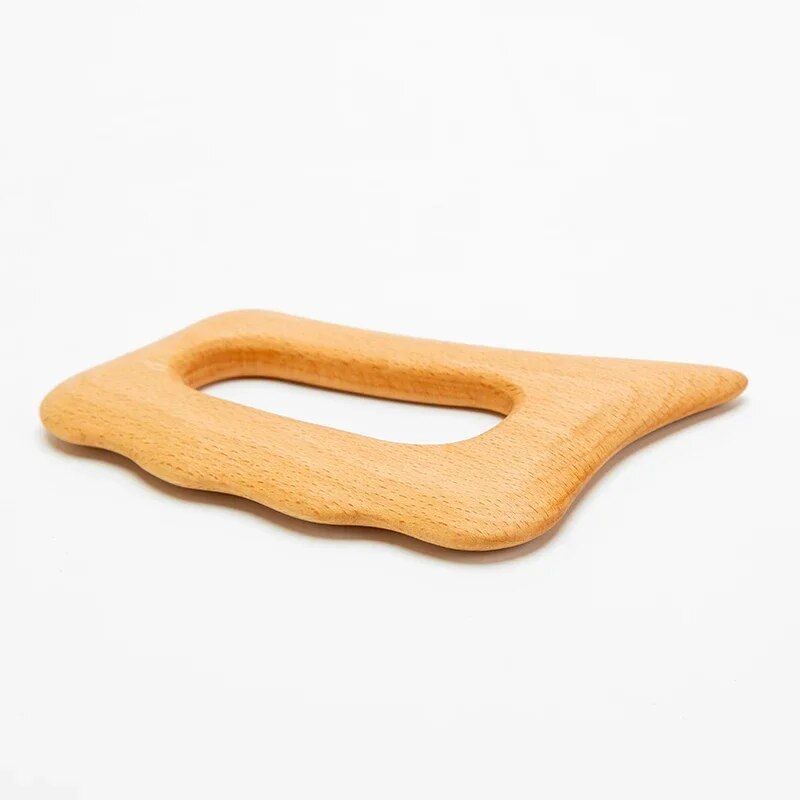 natural wood gua sha massage board for lymphatic drainage and cellulite reduction