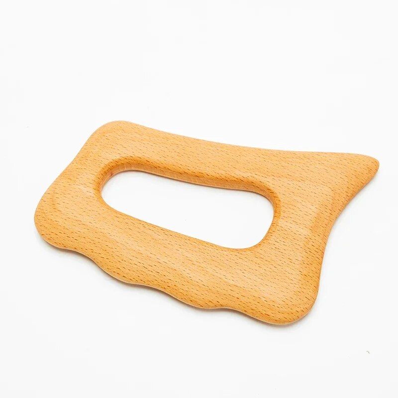 natural wood gua sha massage board for lymphatic drainage and cellulite reduction