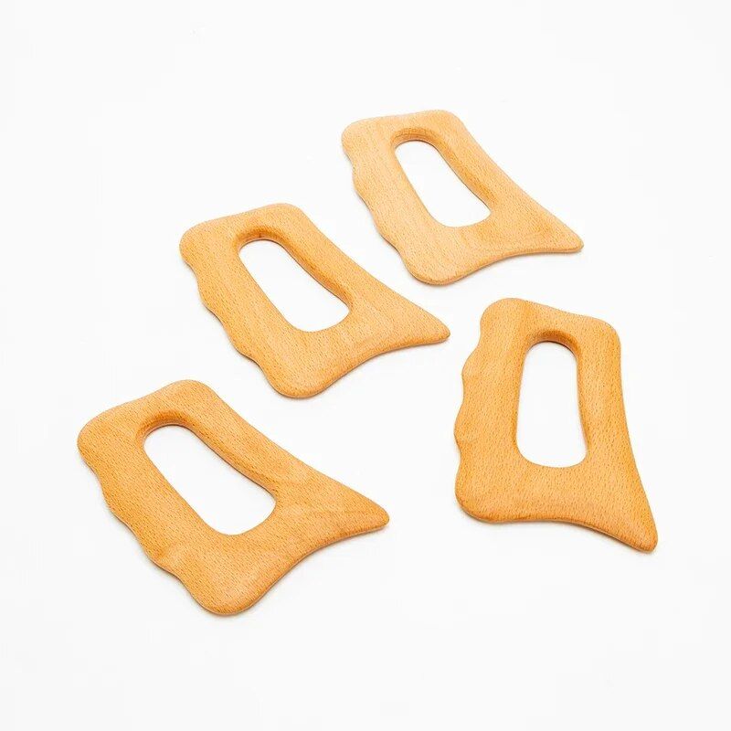 natural wood gua sha massage board for lymphatic drainage and cellulite reduction