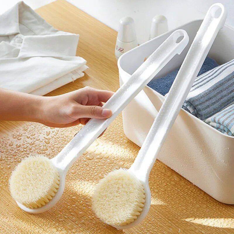 long handle exfoliating bath brush skin massager & shower scrubber