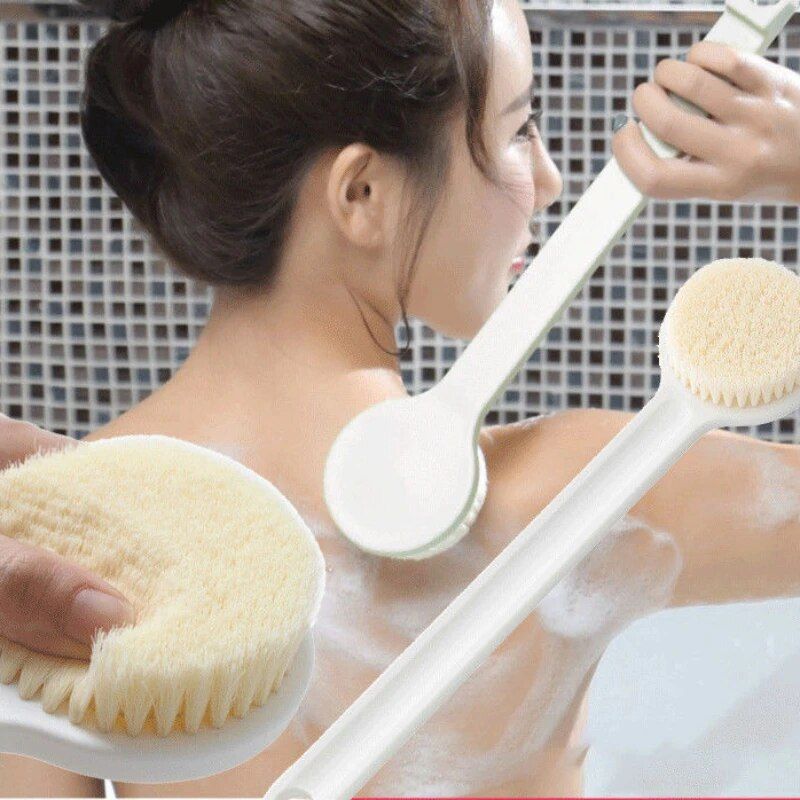 long handle exfoliating bath brush skin massager & shower scrubber