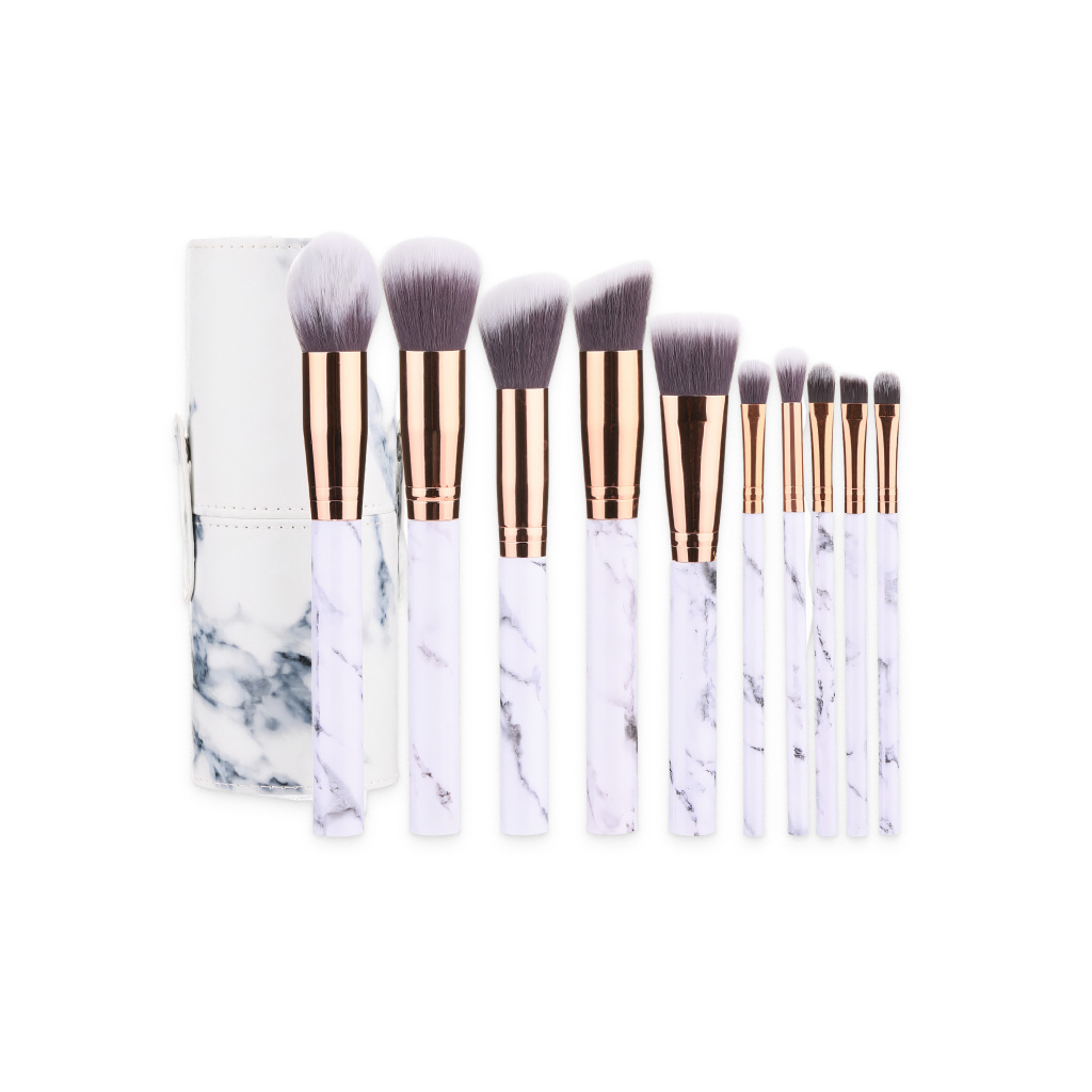 white marble makeup brush set
