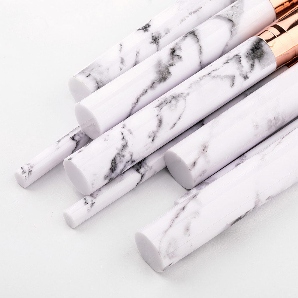 white marble makeup brush set