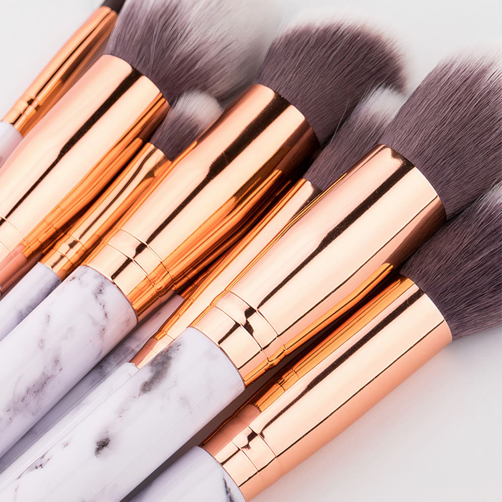 white marble makeup brush set