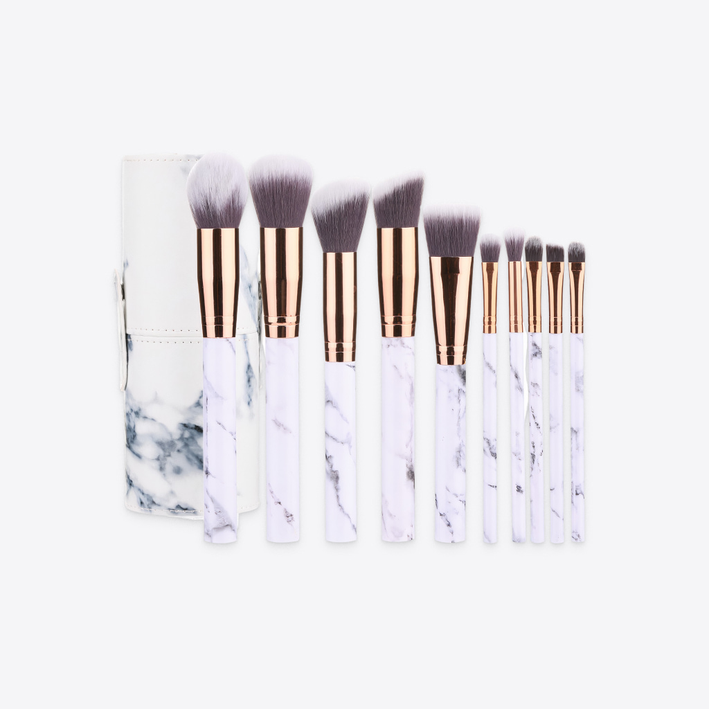 white marble makeup brush set