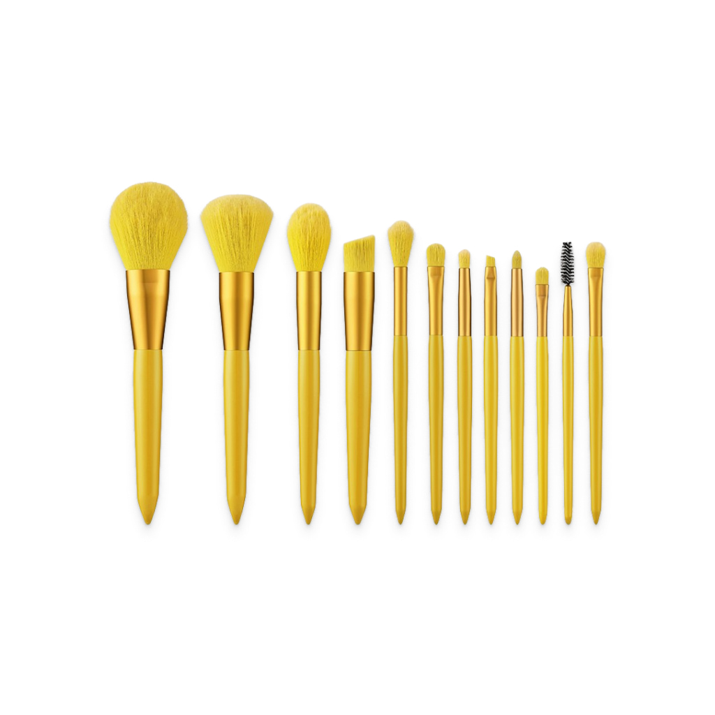 yellow makeup brush set 12pcs