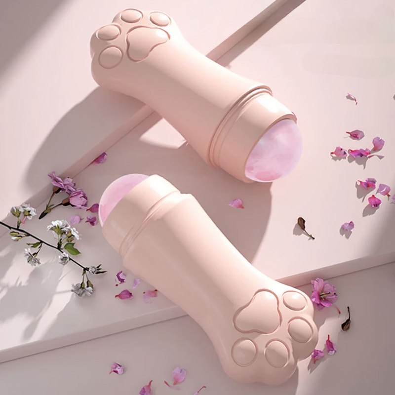 natural volcanic stone & rose quartz oil absorbing roller