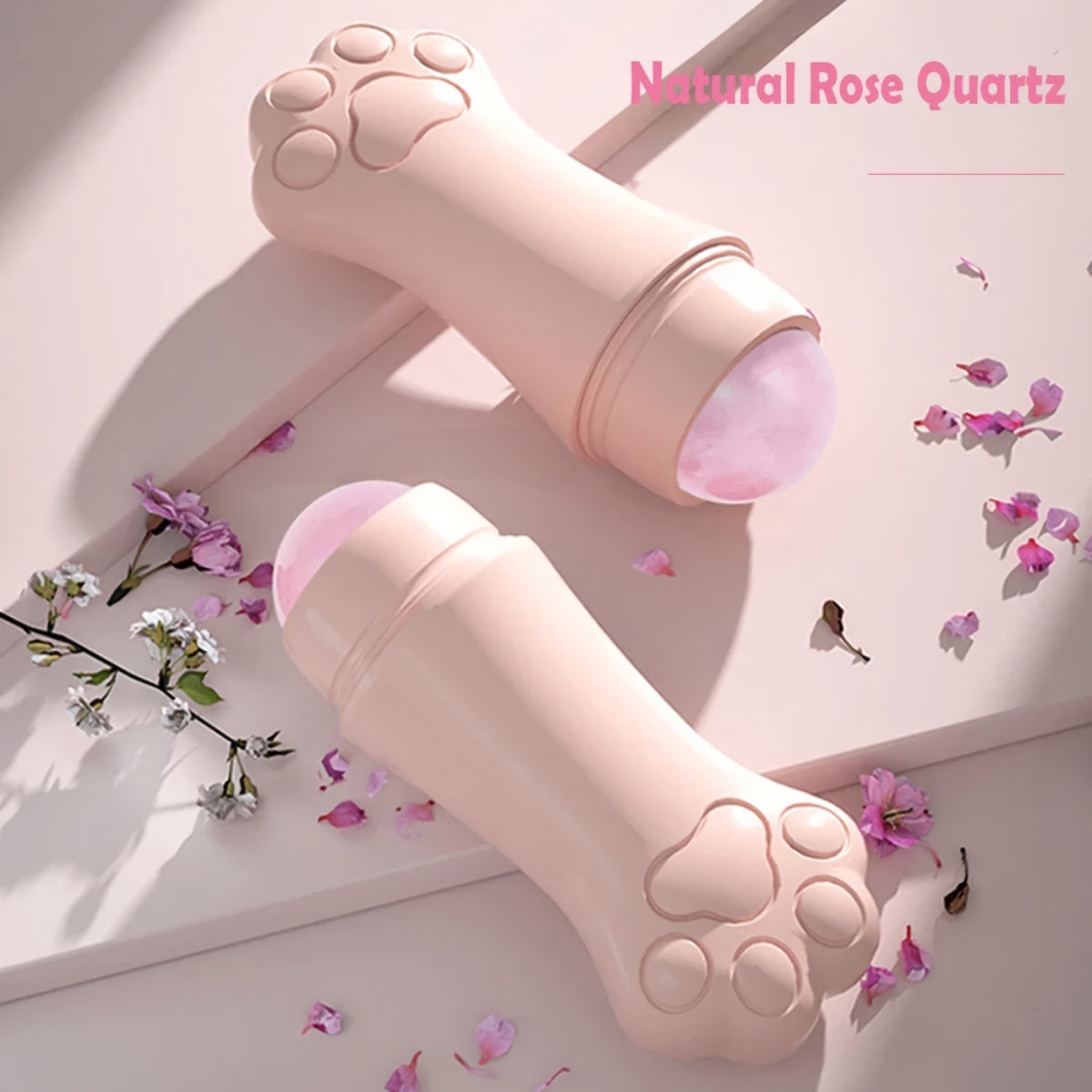 natural volcanic stone & rose quartz oil absorbing roller