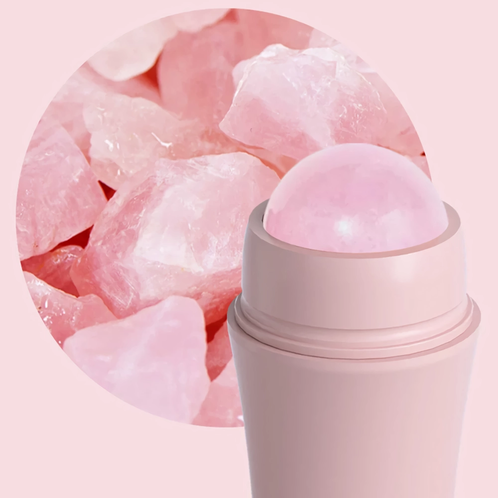 natural volcanic stone & rose quartz oil absorbing roller