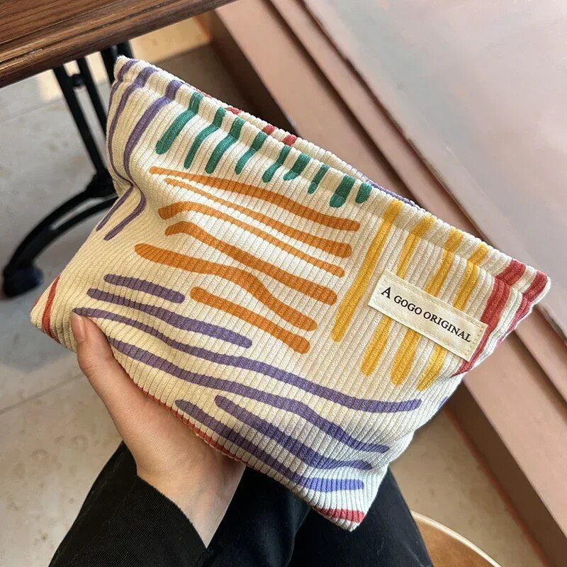 luxurious corduroy cosmetic bag