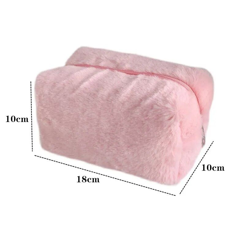 soft fur travel makeup organizer bag for women