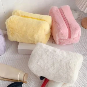 soft fur travel makeup organizer bag for women