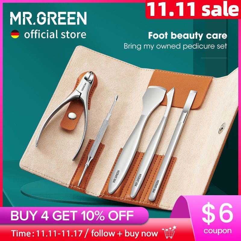 mr.green pedicure knife set professional ingrown toenail foot care tools stainless steel nail nippers clipper remover kit