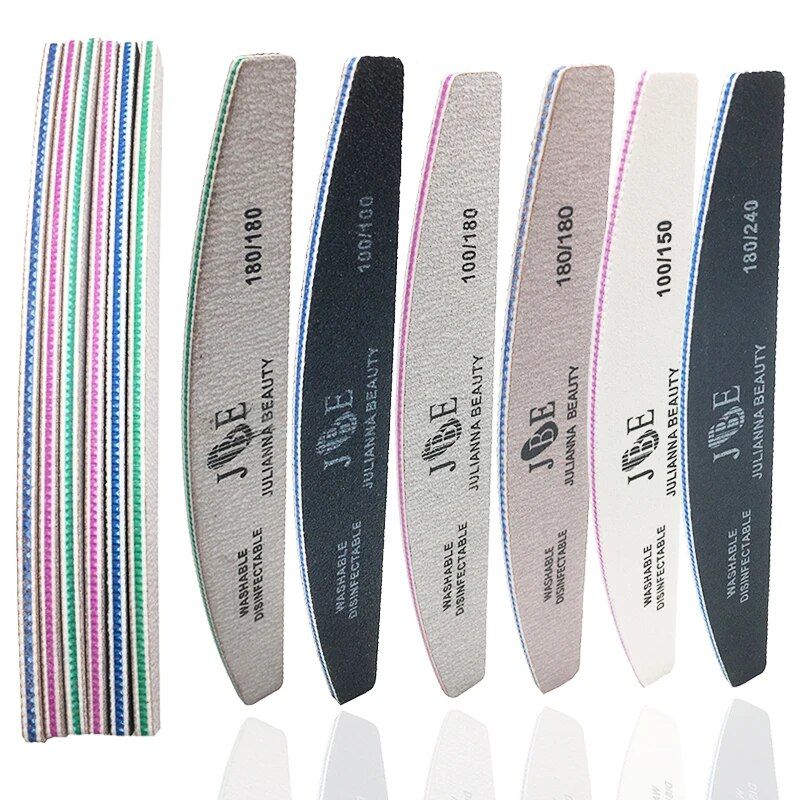professional 10 piece moon style nail file set 100/150/180/240 grit for gel & acrylic nails