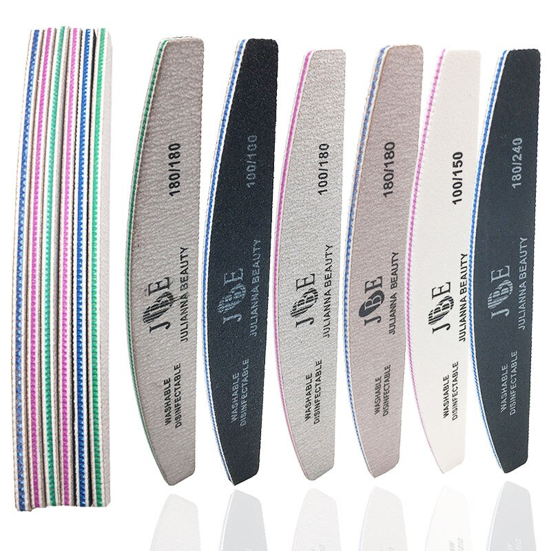 professional 10 piece moon style nail file set 100/150/180/240 grit for gel & acrylic nails