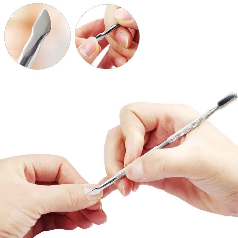 1pcs stainless steel double head cuticle pusher