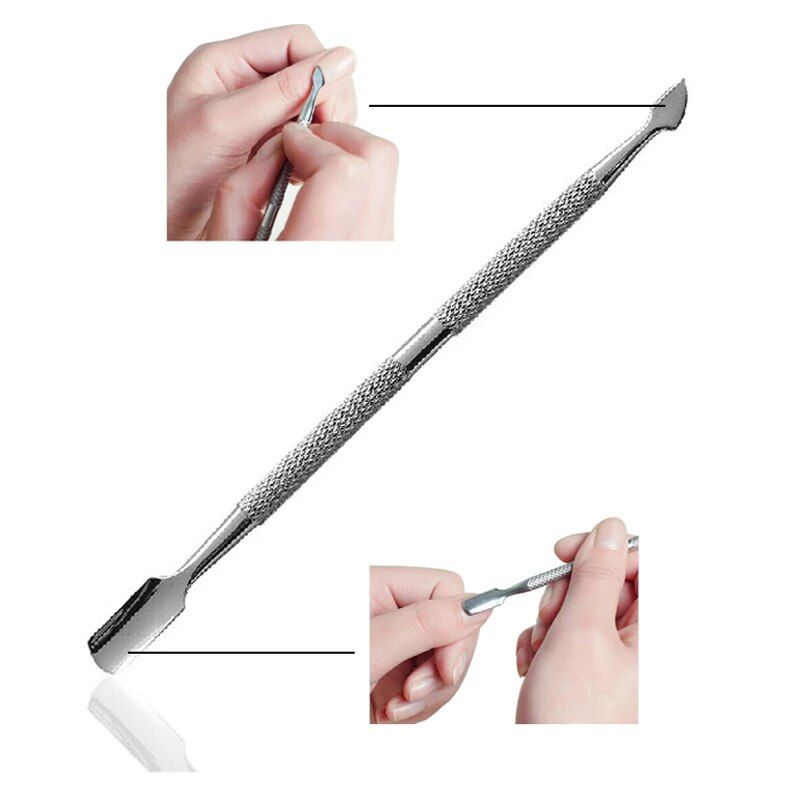 1pcs stainless steel double head cuticle pusher