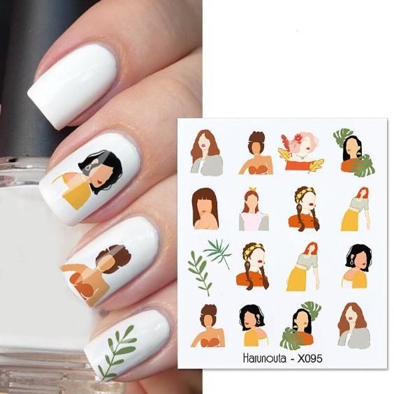 lavender spring flower & leaves nail art water decals