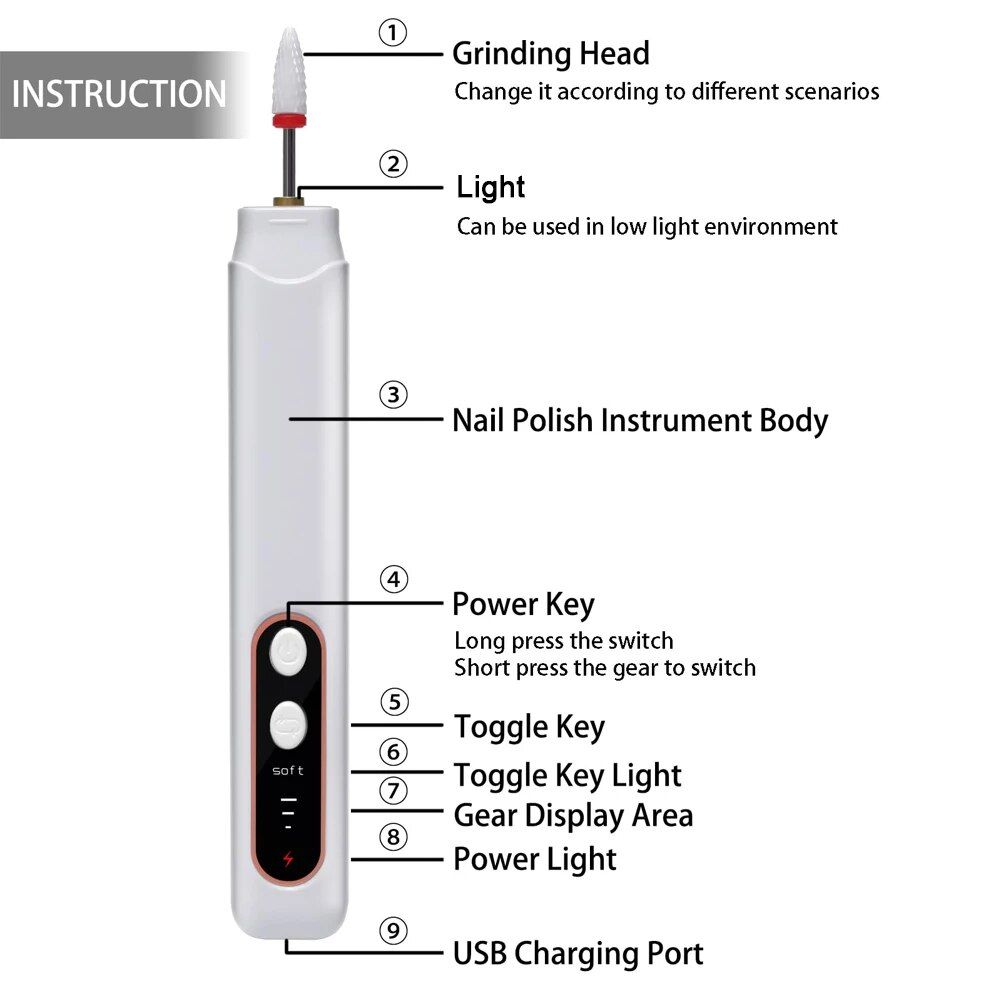 professional cordless nail drill machine with manicure tool set