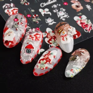 festive 5d embossed christmas nail art stickers