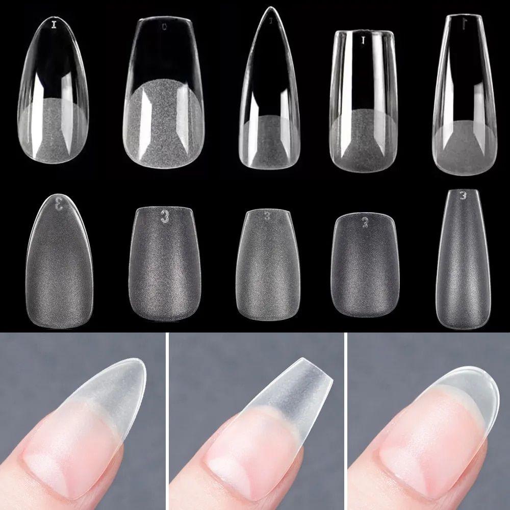 120pcs matte almond oval sculpted press on nail tips