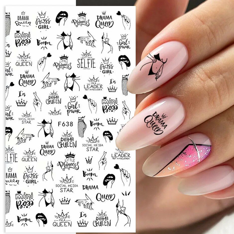 elegant abstract nail art stickers