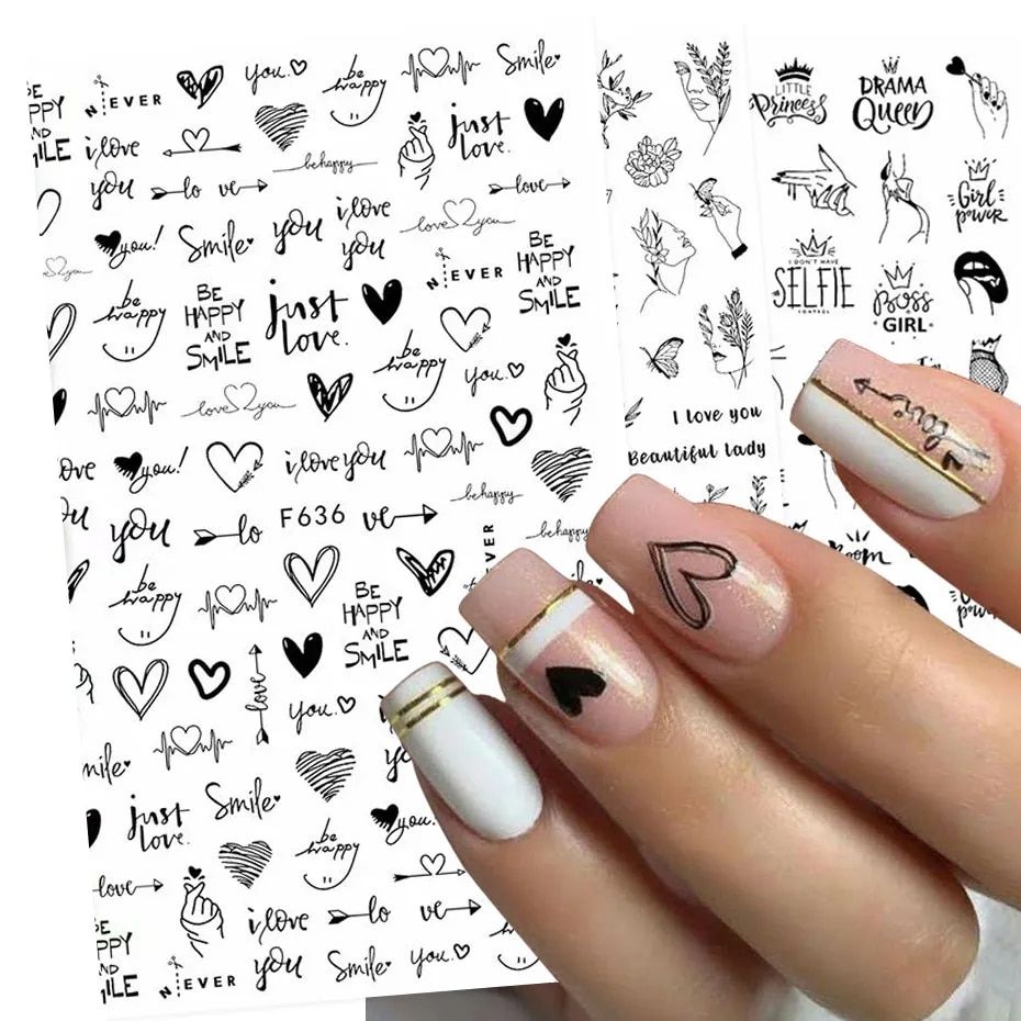 elegant abstract nail art stickers