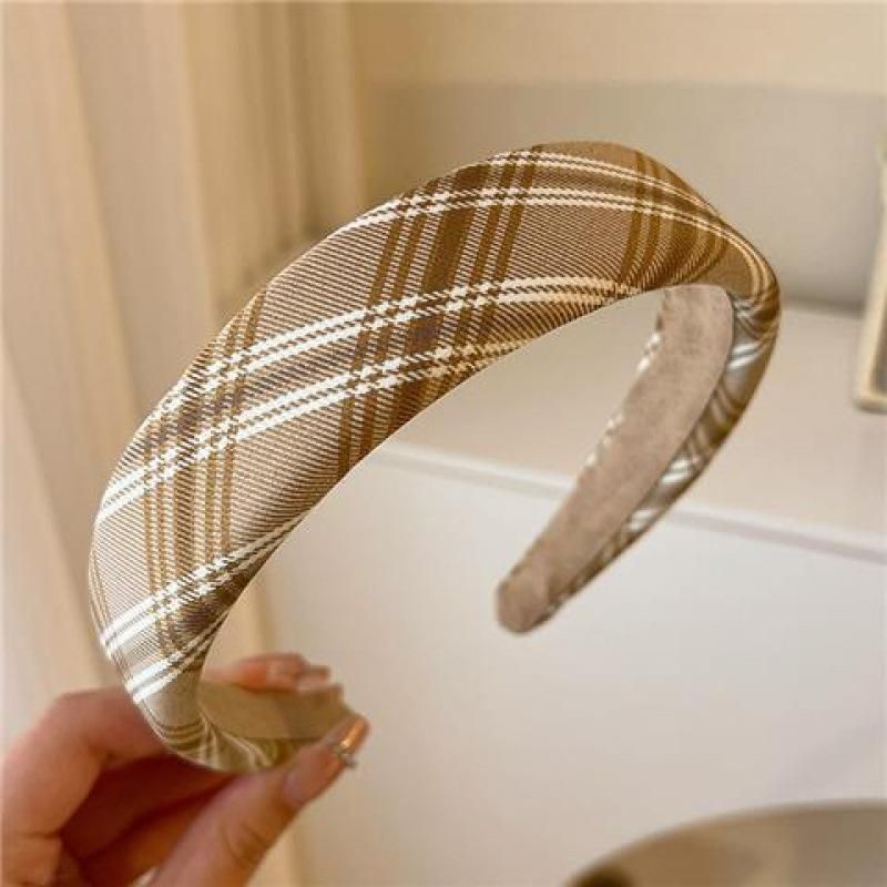 chic vintage inspired elastic lattice print headband wide sponge hair hoop for women