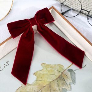 elegant velvet ribbon hair clips vintage large bow barrettes for women and girls