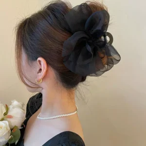 elegant mesh bow hair claw clip chic ponytail & braid accessory