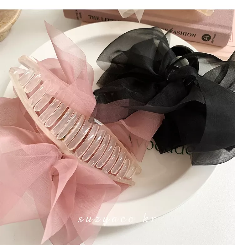 elegant mesh bow hair claw clip chic ponytail & braid accessory