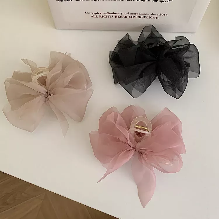 elegant mesh bow hair claw clip chic ponytail & braid accessory