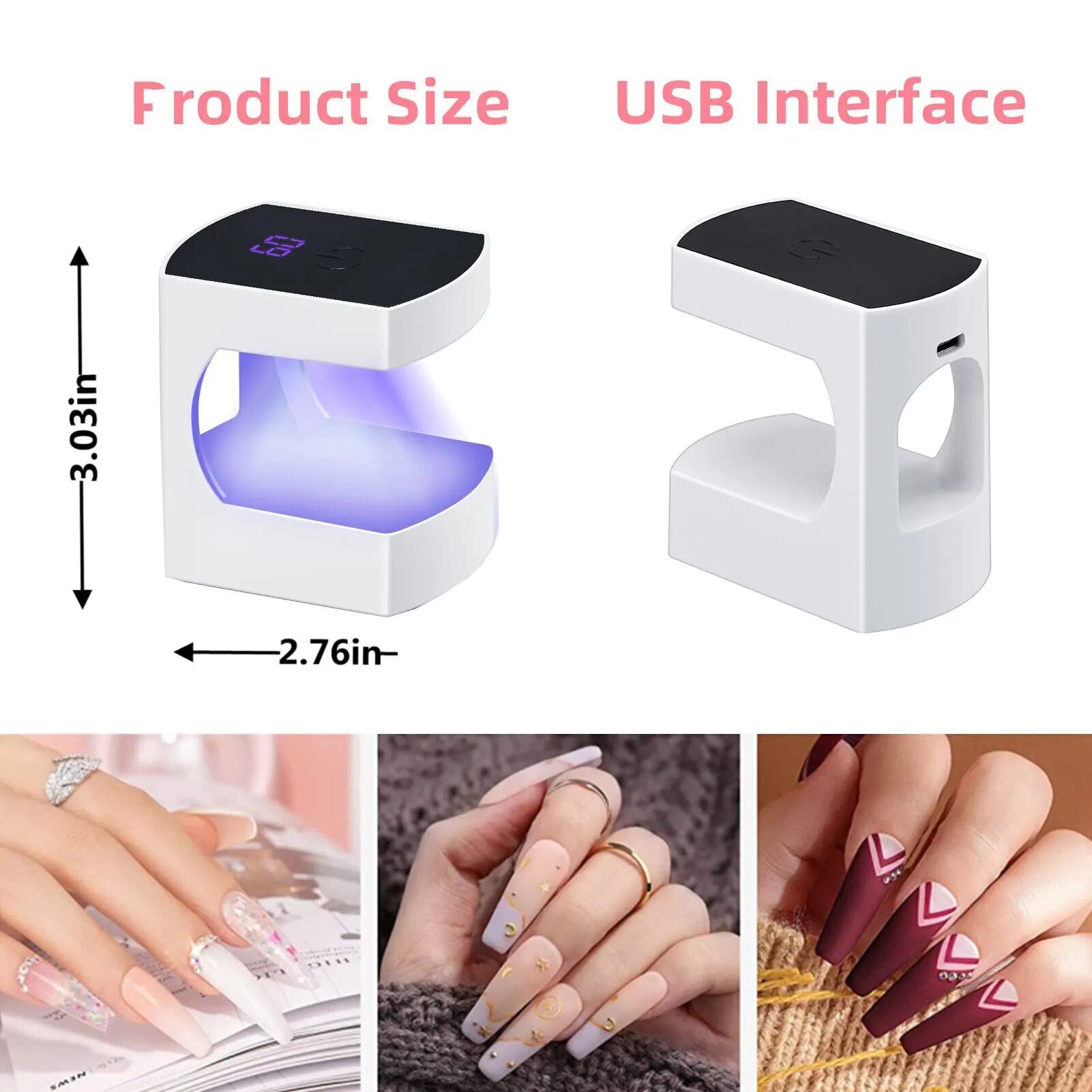 compact uv led nail dryer portable mini gel lamp with usb, perfect for home & travel