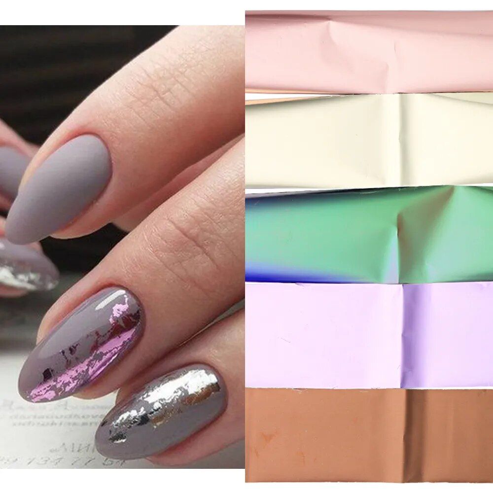 10 piece matte metallic nail foil set
