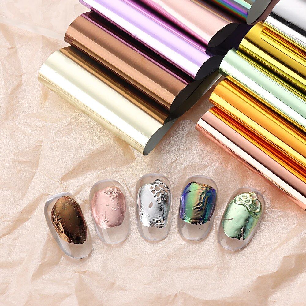 10 piece matte metallic nail foil set