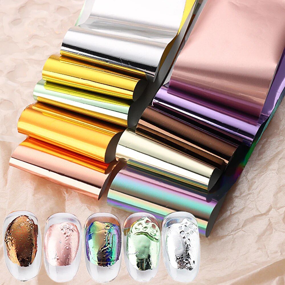 10 piece matte metallic nail foil set