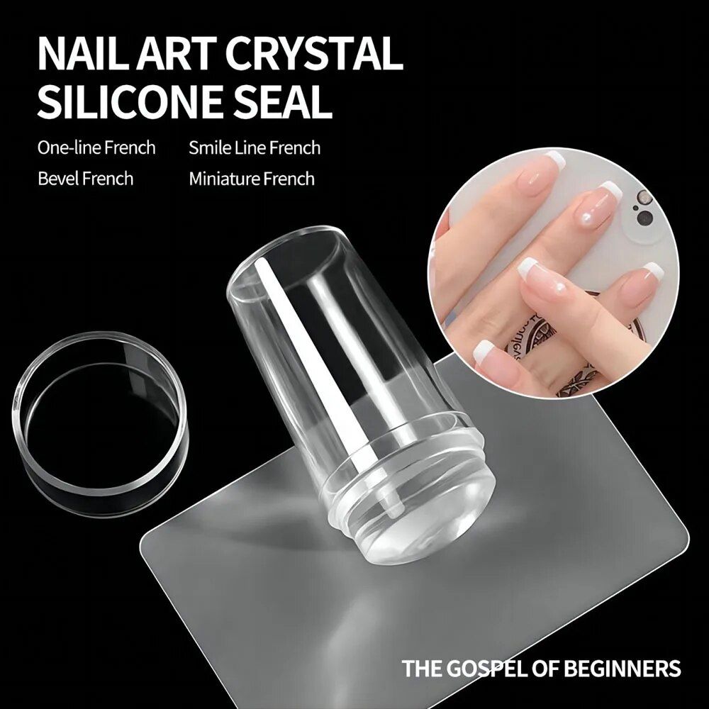 transparent silicone nail art stamper with scraper