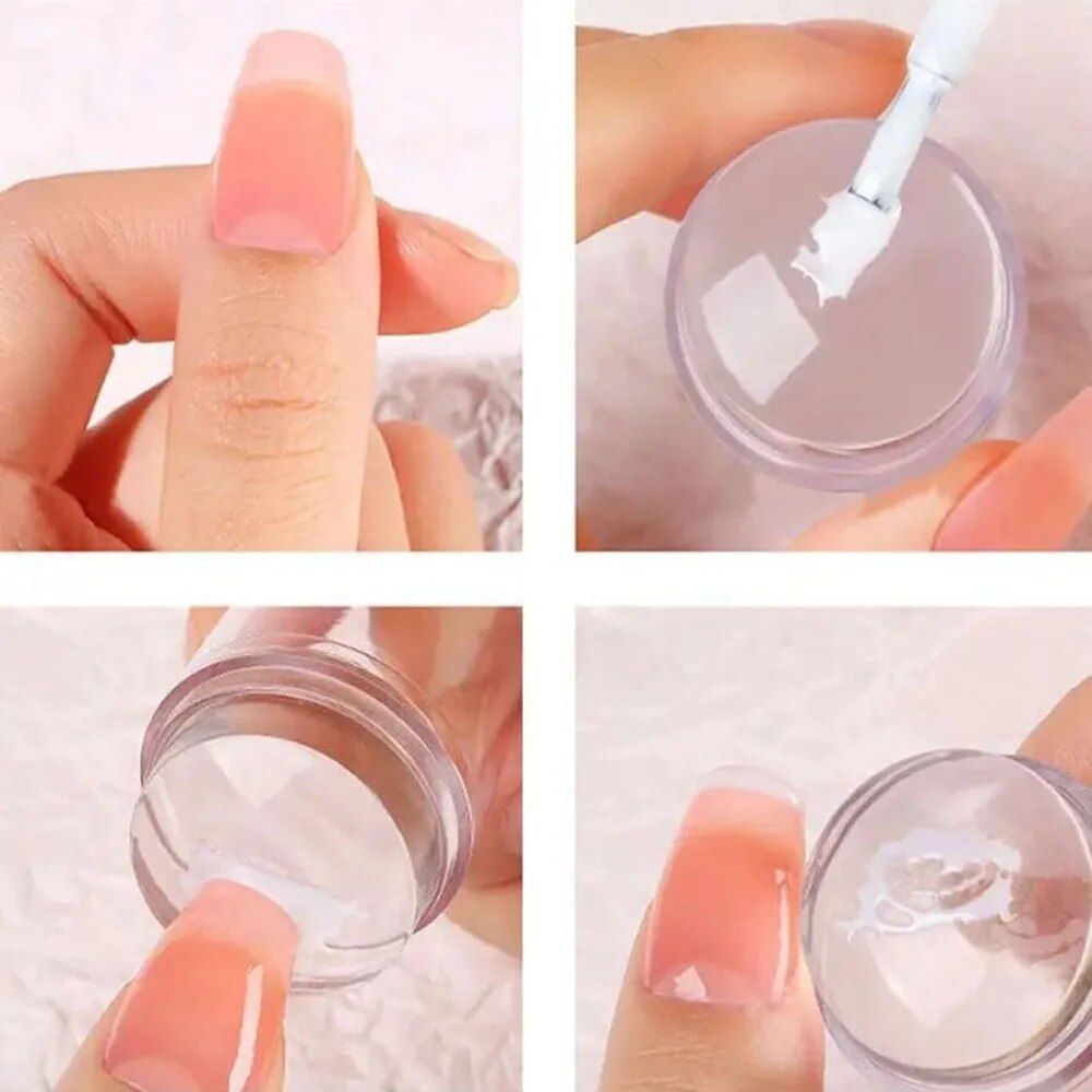 transparent silicone nail art stamper with scraper