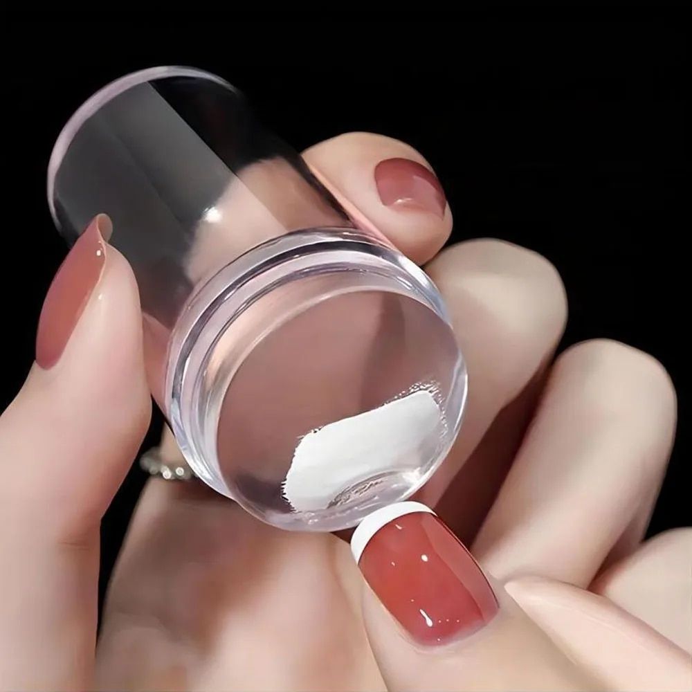 transparent silicone nail art stamper with scraper