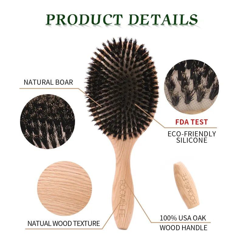 boar bristle and bamboo hairbrush professional salon quality detangler and styler