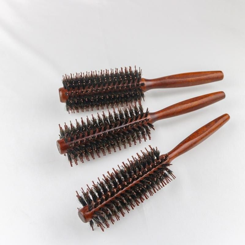 square handle curly hair roller comb natural porcine bristle