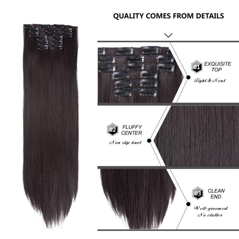 22 inch clip on synthetic hair extensions – ombre, curly, and straight styles with heat resistant fibers