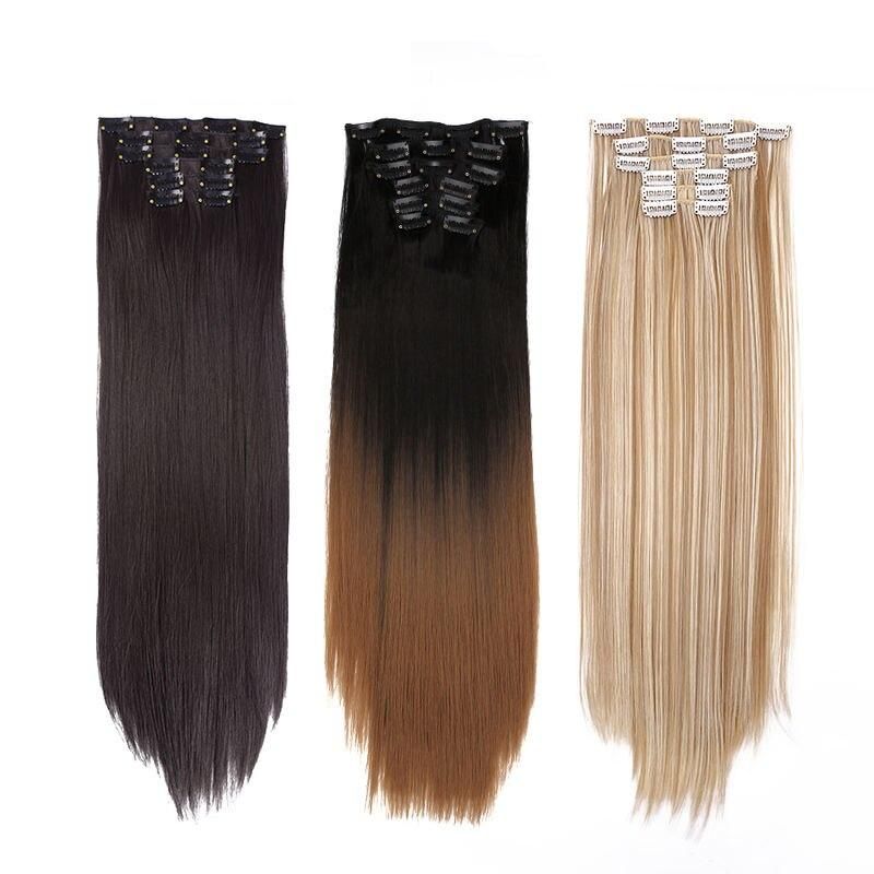22 inch clip on synthetic hair extensions – ombre, curly, and straight styles with heat resistant fibers