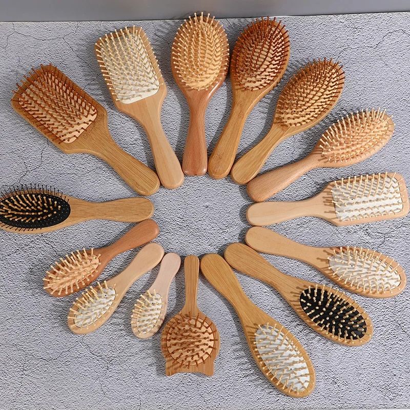 professional bamboo air cushion hairbrush for scalp massage & hair care