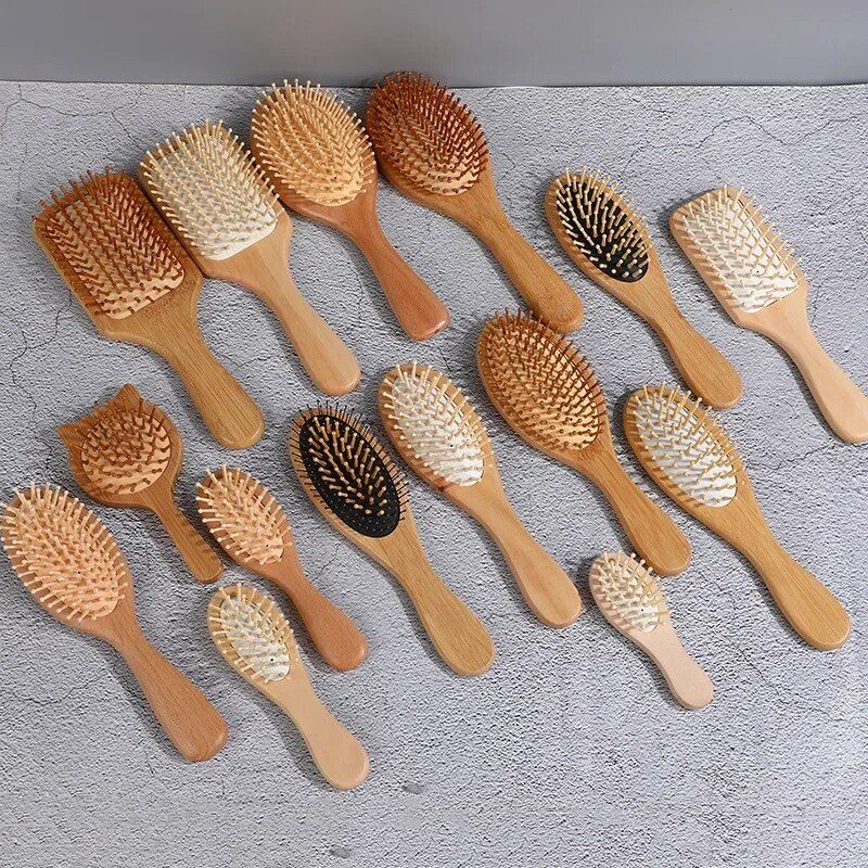 professional bamboo air cushion hairbrush for scalp massage & hair care