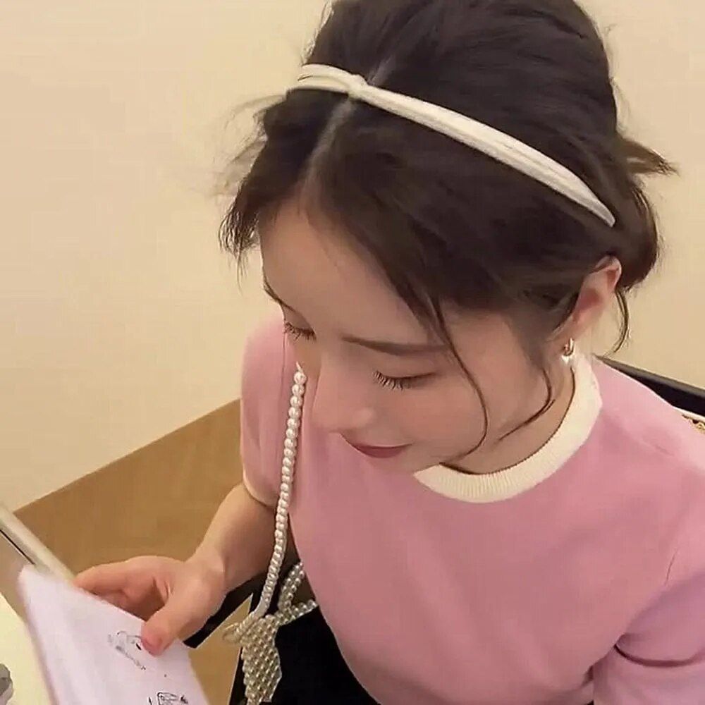 elegant korean knotted pu leather headband simple geometric thin hair hoop for women