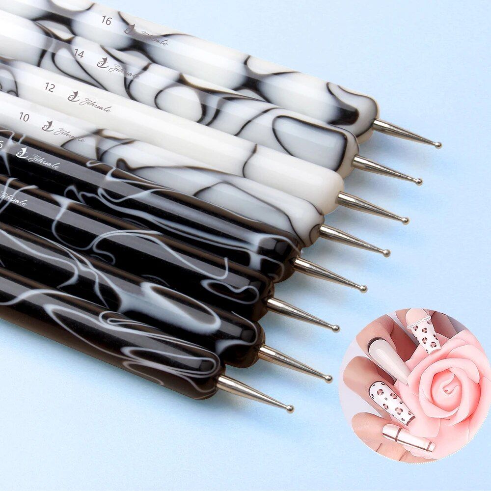 dual end nail art brush & dotting tool for acrylic & gel manicure